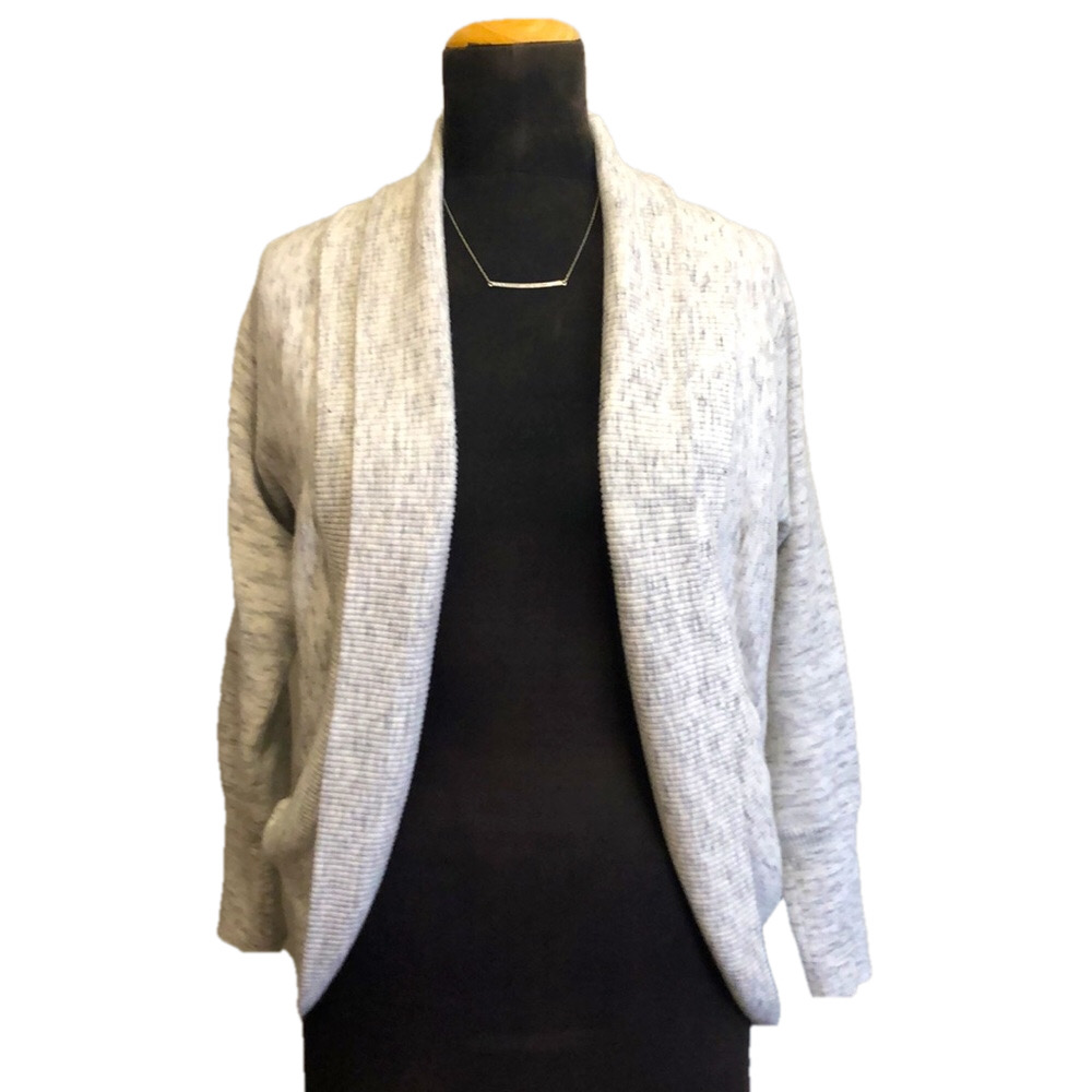Reitman’s Cozy White/Gray Open Cardigan, Size Large